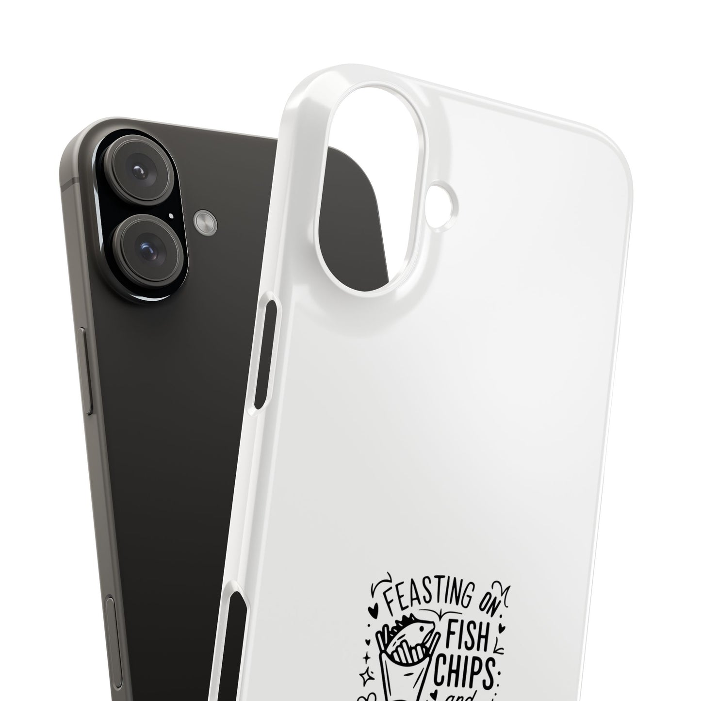 Slim Phone Case with Fish Chips London Design - Fun Gift for Foodies, Travel Lovers, UK Souvenirs, Everyday Carry, Unique Phone Accessory