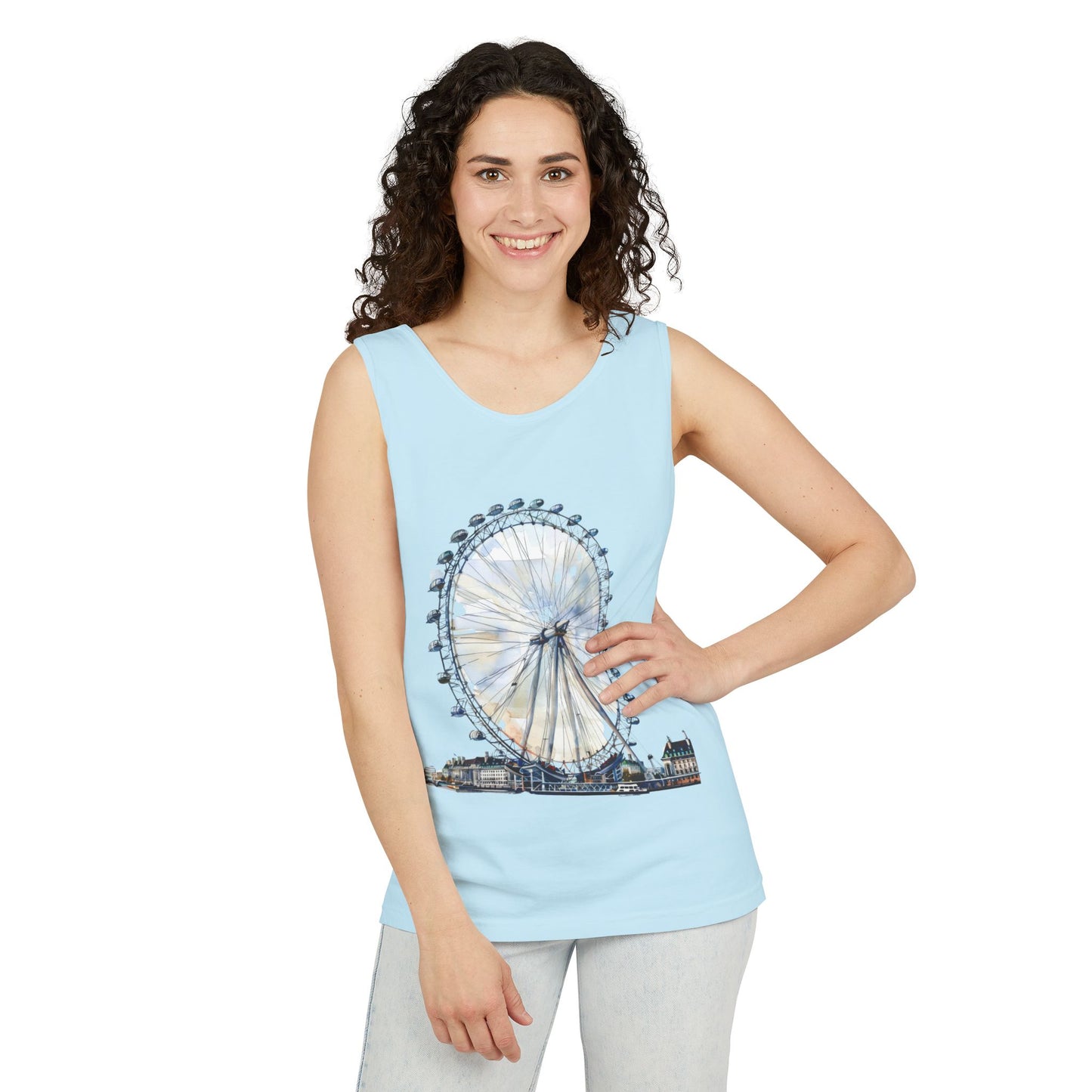 Unisex Garment-Dyed Tank Top - London Eye - Iconic Ferris Wheel