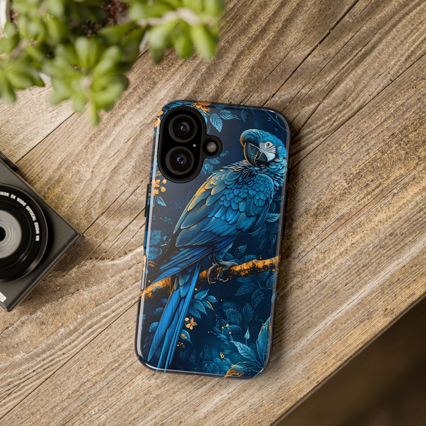 Tough Cases - Vibrant Blue Parrot Phone Case, Tropical Bird Phone Cover, Nature Lover Gift, Eco-Friendly Accessories, Unique Wildlife Decor