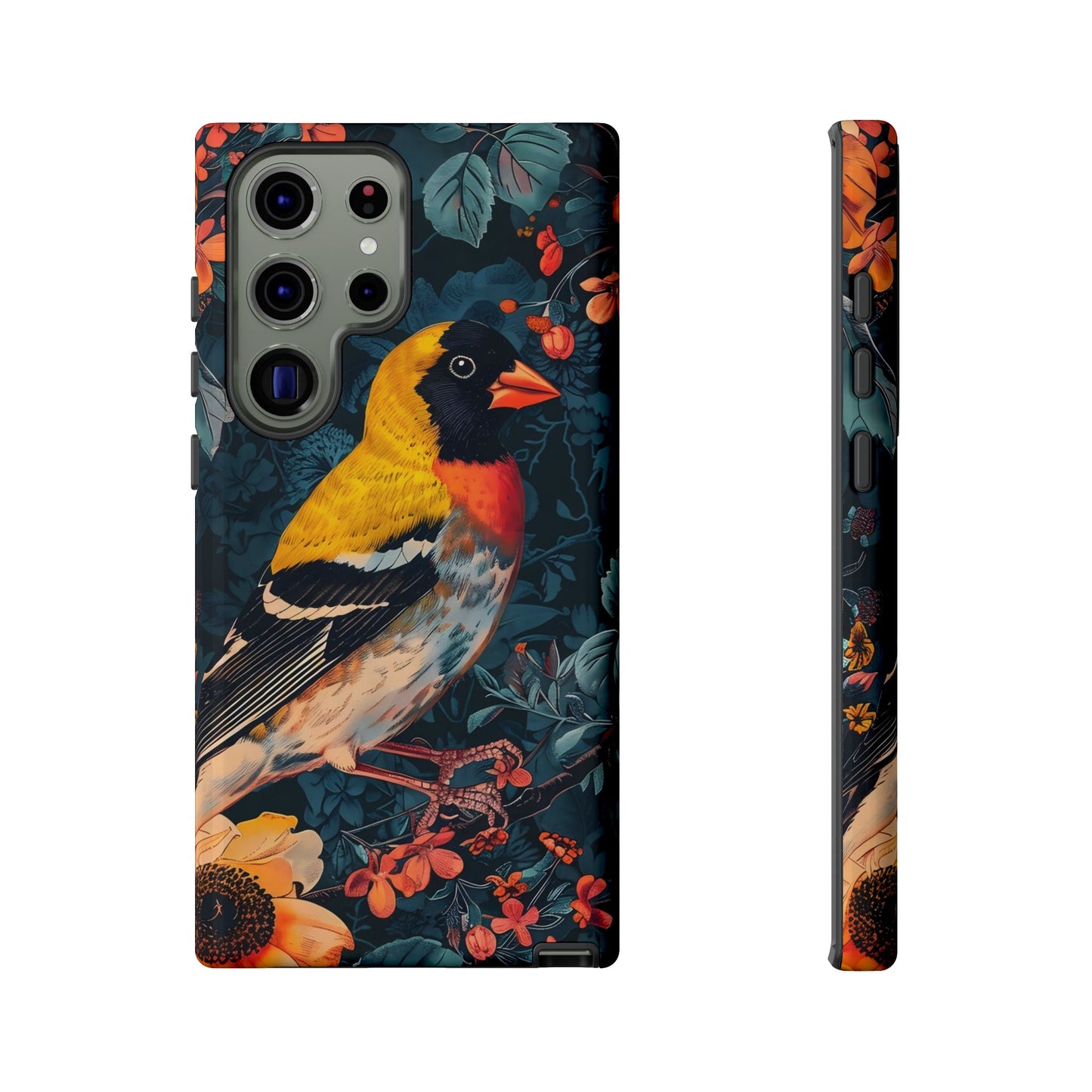 Colorful Bird Phone Case, Floral Phone Cover, Tough Phone Protector, Nature Lover Gift, Botanical Case, Unique Mobile Accessory