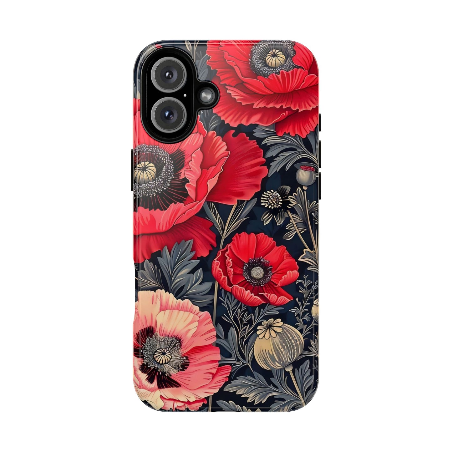 Floral Phone Case with Artistic Poppies, Tough Cases, Flower Design, Nature Lover Gift, Customizable Mobile Cover, Stylish Phone Accessories