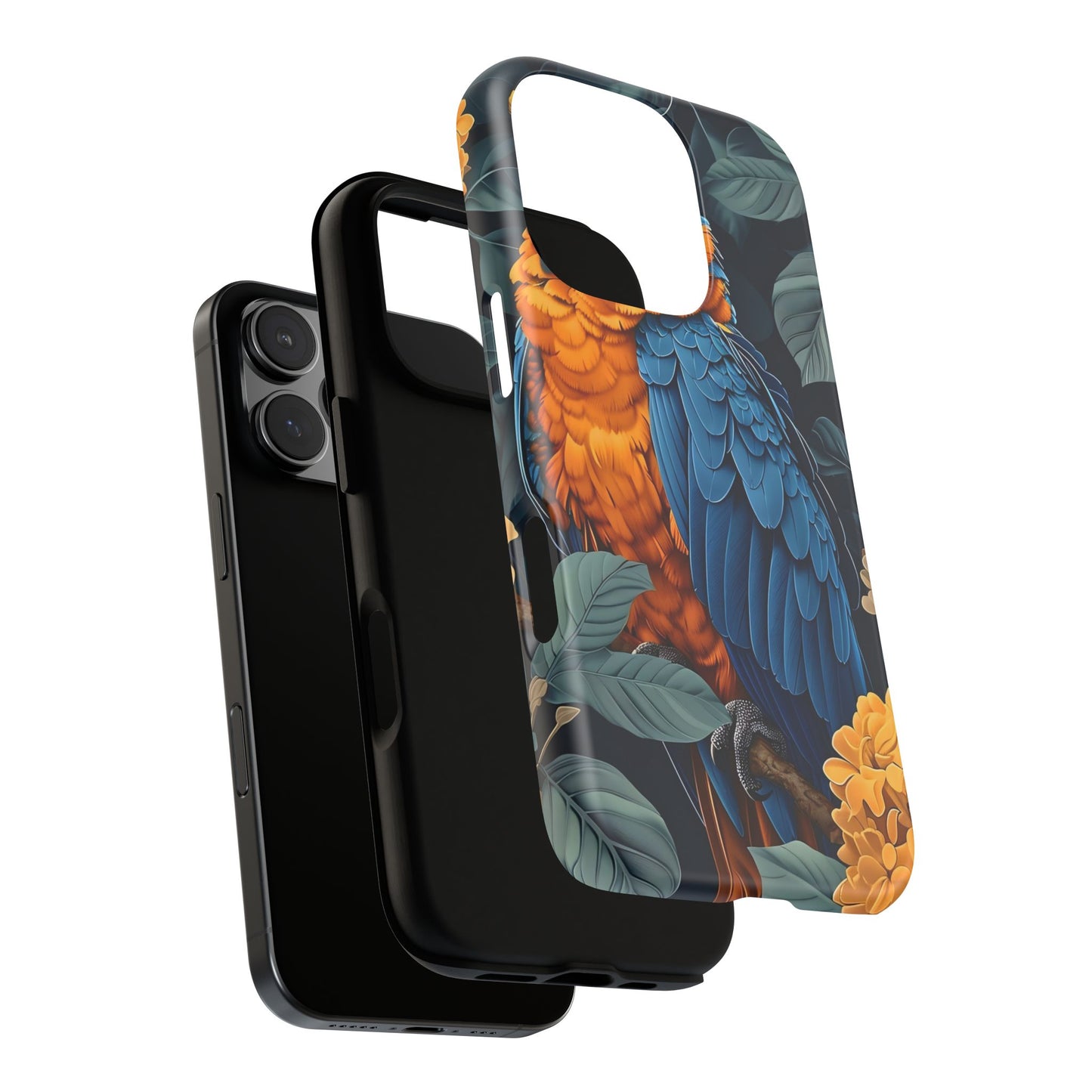 Tropical Parrot Phone Case - Tough Cases, Colorful Phone Cover, Nature Lover Gift, Floral Design, Bird Lover Accessory