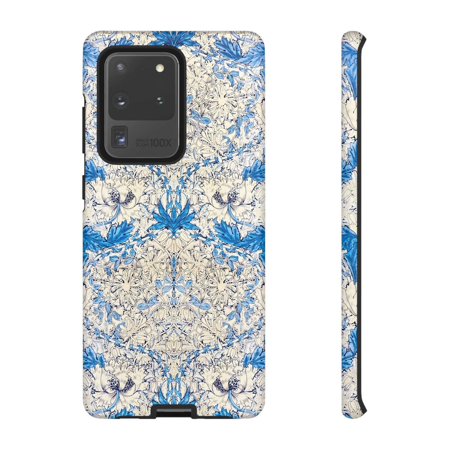 Elegant Floral Phone Case, Tough iPhone Cover, Stylish Mobile Protector, Blue Patterned Case, Unique Gift for Her