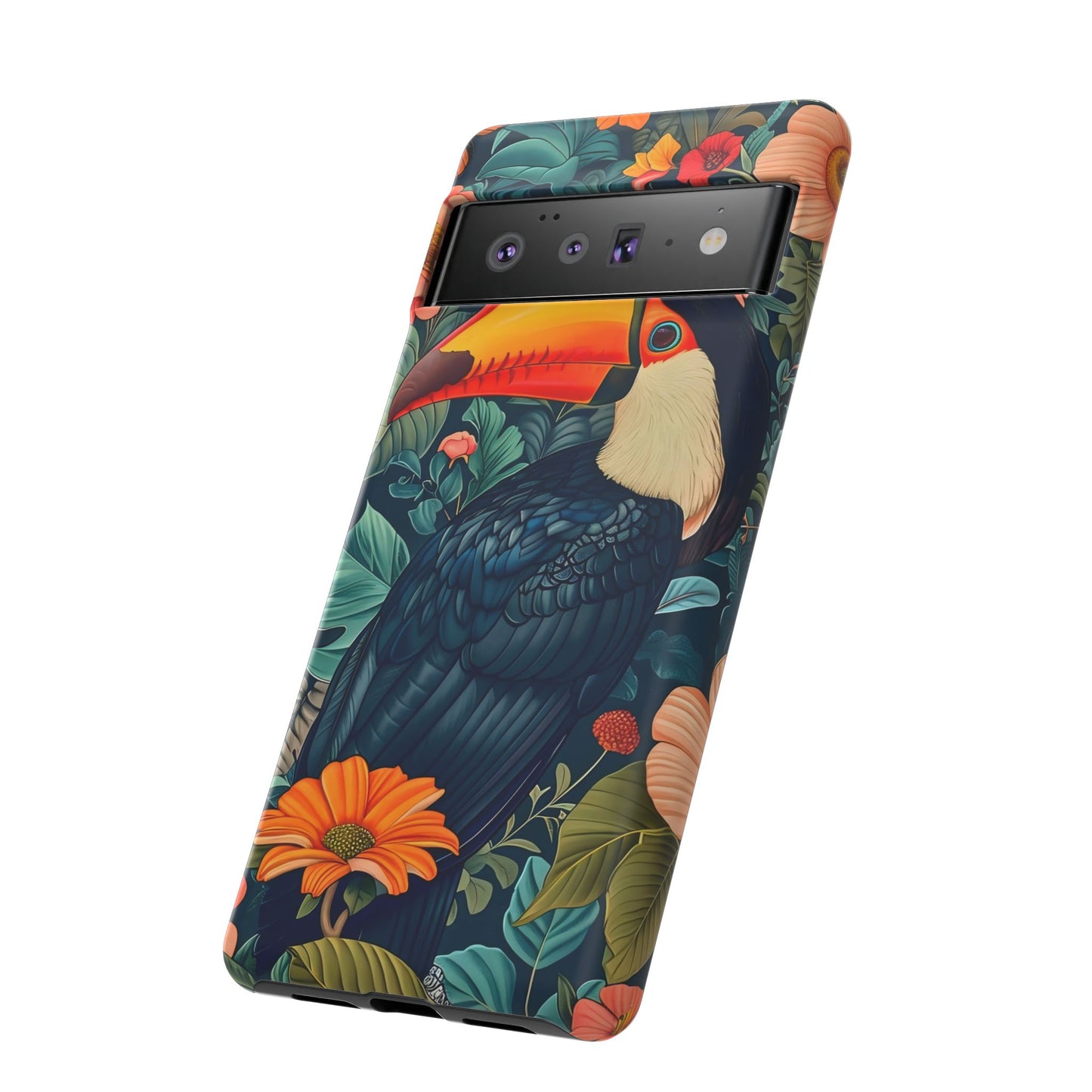 Tropical Toucan Phone Case - Cute Animal Design, Nature Lover Gift, Floral Pattern, Bird Lover Accessory, Summer Vibes