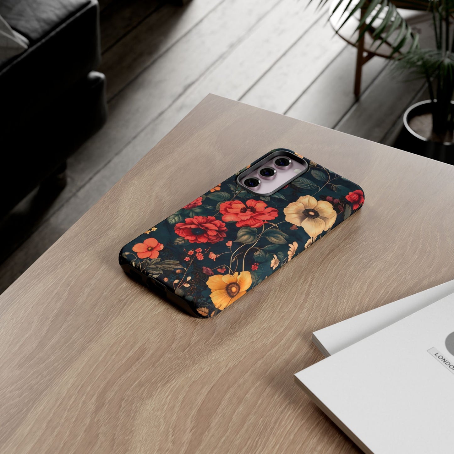 Floral Phone Case, Tough Cases, Flower Motif, Protective Cover, Gift for Her, Floral Design, Spring Accessory