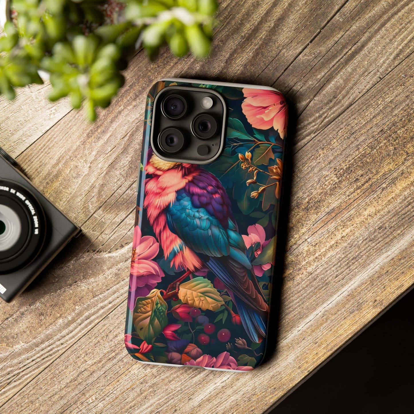 Tough Cases: Vibrant Tropical Bird Phone Case, Floral Smartphone Cover, Nature Lover Gift, Boho Phone Accessory, Cute Bird Case