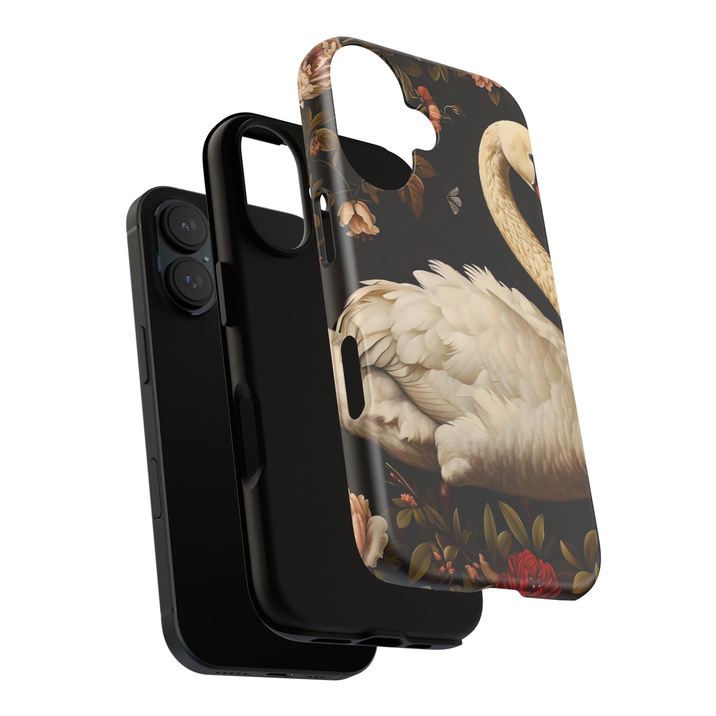 Elegant Swan Phone Case, Floral iPhone Cover, Tough Phone Case, Gift for Her, Nature Lover, Mother's Day, Birthday
