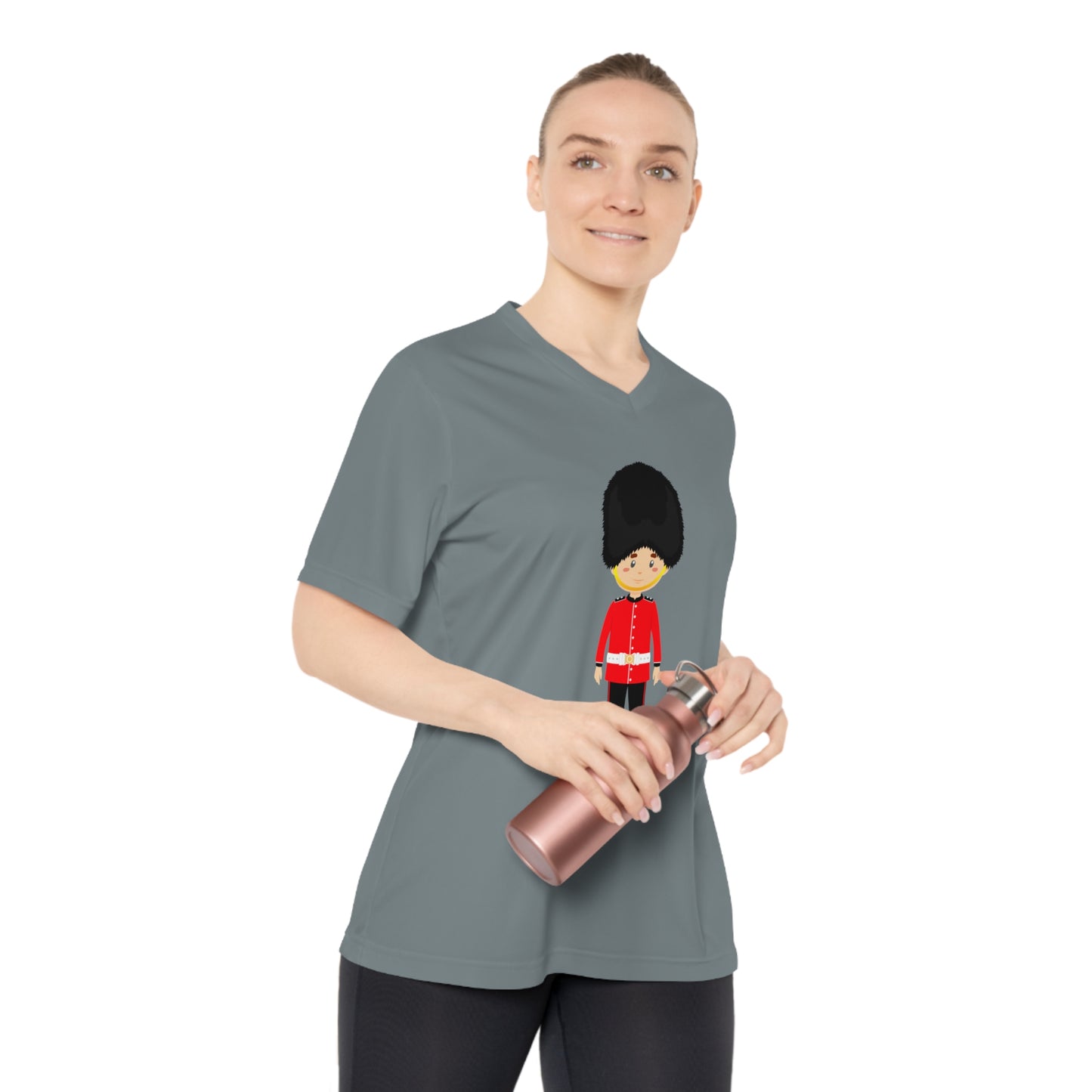 Women's Performance V-Neck T-Shirt with Guard Design - Red Jacket - Cornwall's Army Museum