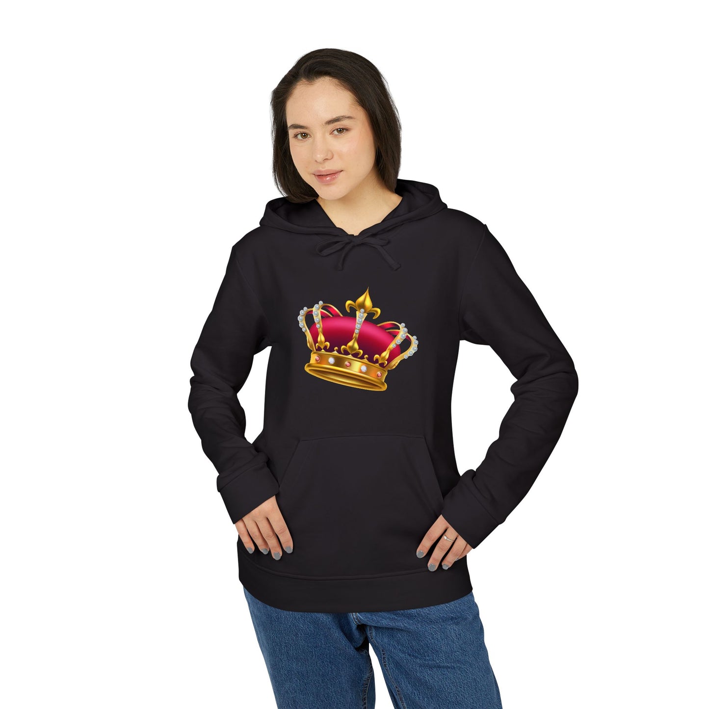 Adidas Hoodie - Unisex Fleece Sweatshirt - Crown Graphic - British Royal Crown - Iconic Symbol of Monarchy