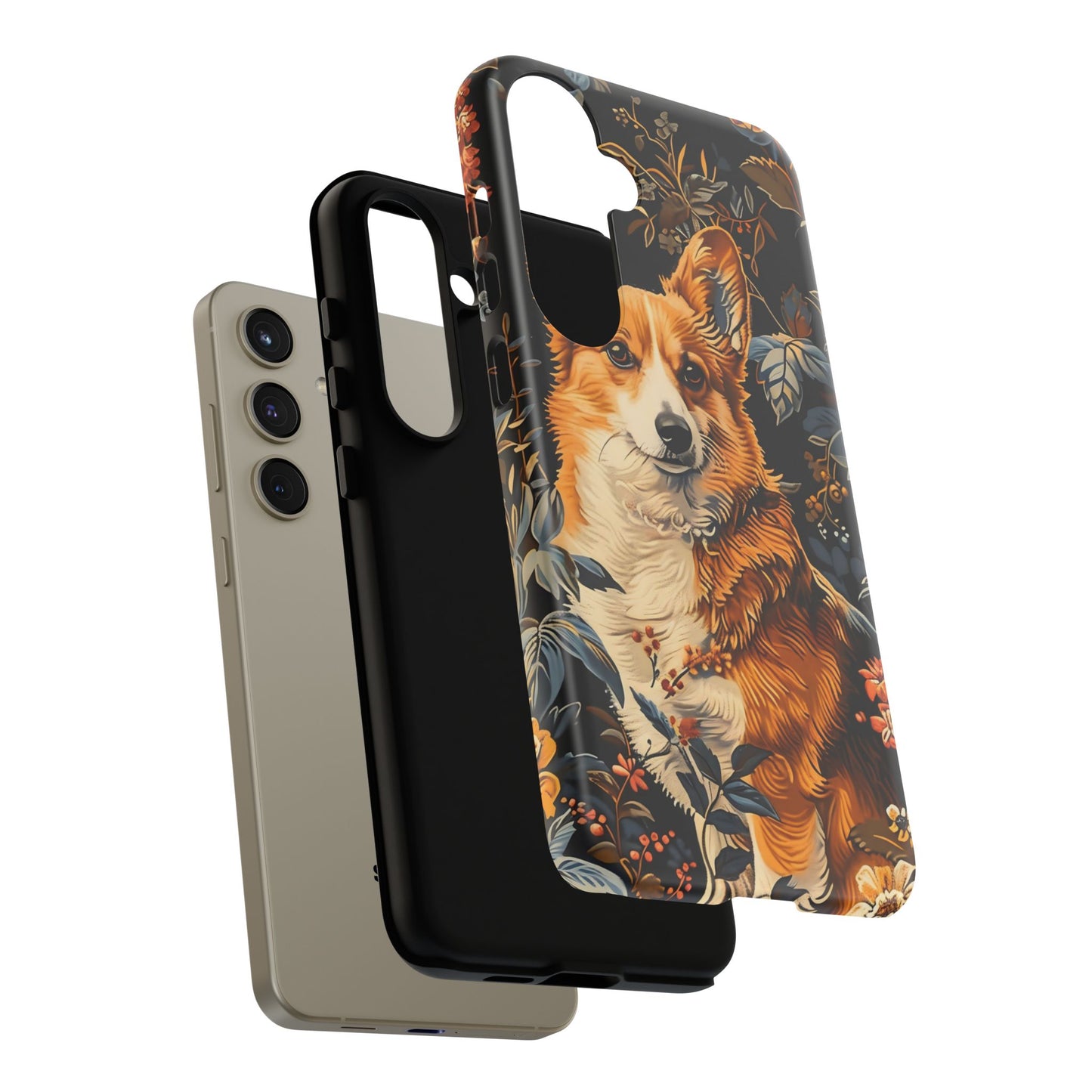 Corgi Floral Phone Case - Tough Cases for Dog Lovers, Cute Pet Accessories, Gift for Dog Owners, Floral Design, Personalized Tech Cover