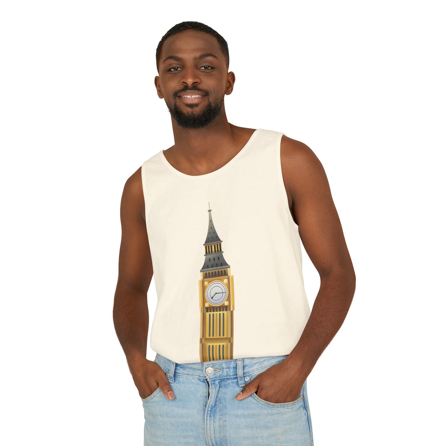 Unisex Garment-Dyed Tank Top - Iconic Big Ben Clock Tower Design - London Landmark