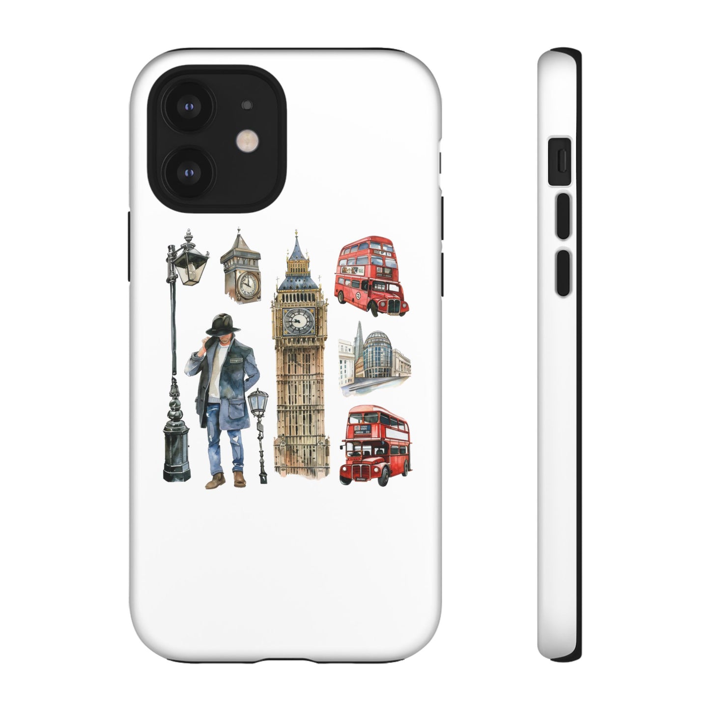 London Iconic Design Phone Case, Tough Cases, Gift for Travelers, London Souvenir, London Icons, Red Bus Phone Case