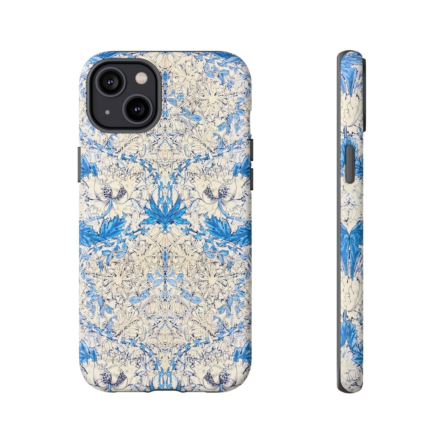 Elegant Floral Phone Case, Tough iPhone Cover, Stylish Mobile Protector, Blue Patterned Case, Unique Gift for Her