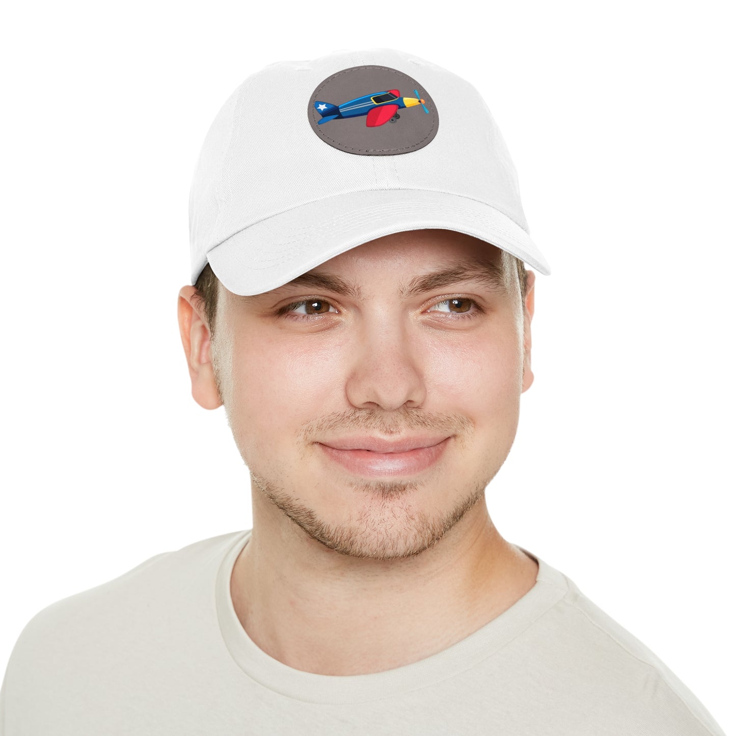 Vintage Aeroplane Dad Hat with Leather Patch (Round)