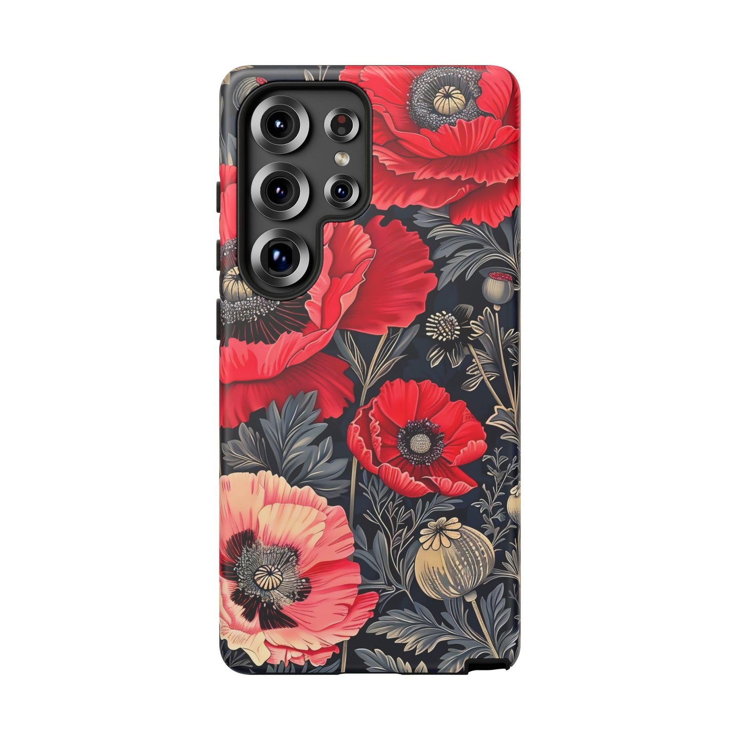 Floral Phone Case with Artistic Poppies, Tough Cases, Flower Design, Nature Lover Gift, Customizable Mobile Cover, Stylish Phone Accessories