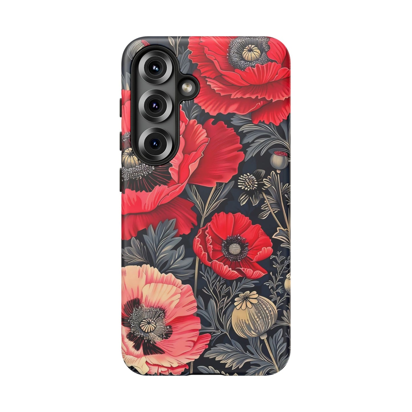 Floral Phone Case with Artistic Poppies, Tough Cases, Flower Design, Nature Lover Gift, Customizable Mobile Cover, Stylish Phone Accessories