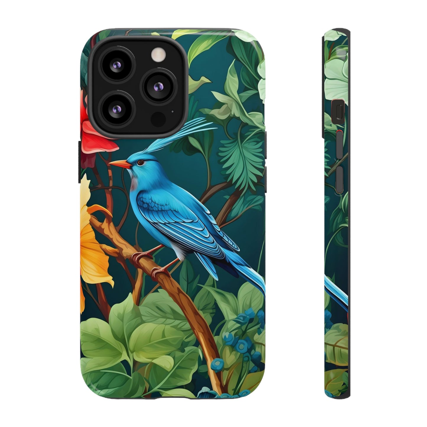Tough Cases - Vibrant Bird Phone Case, Floral Design, Nature Lover, Unique Gift, Stylish Protection, Phone Accessories
