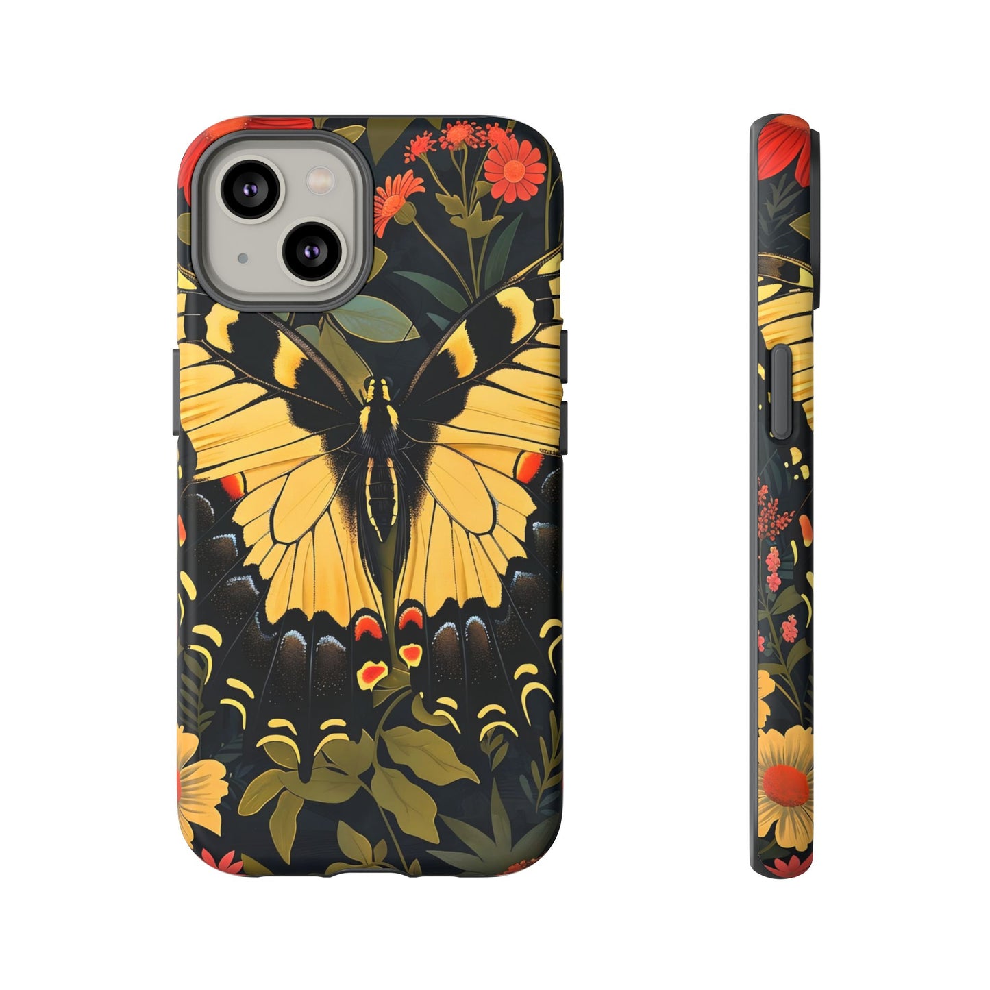 Butterfly Floral Phone Case, Tough Cases with Vibrant Design, Protective Cover for Nature Lovers, Gift for Her