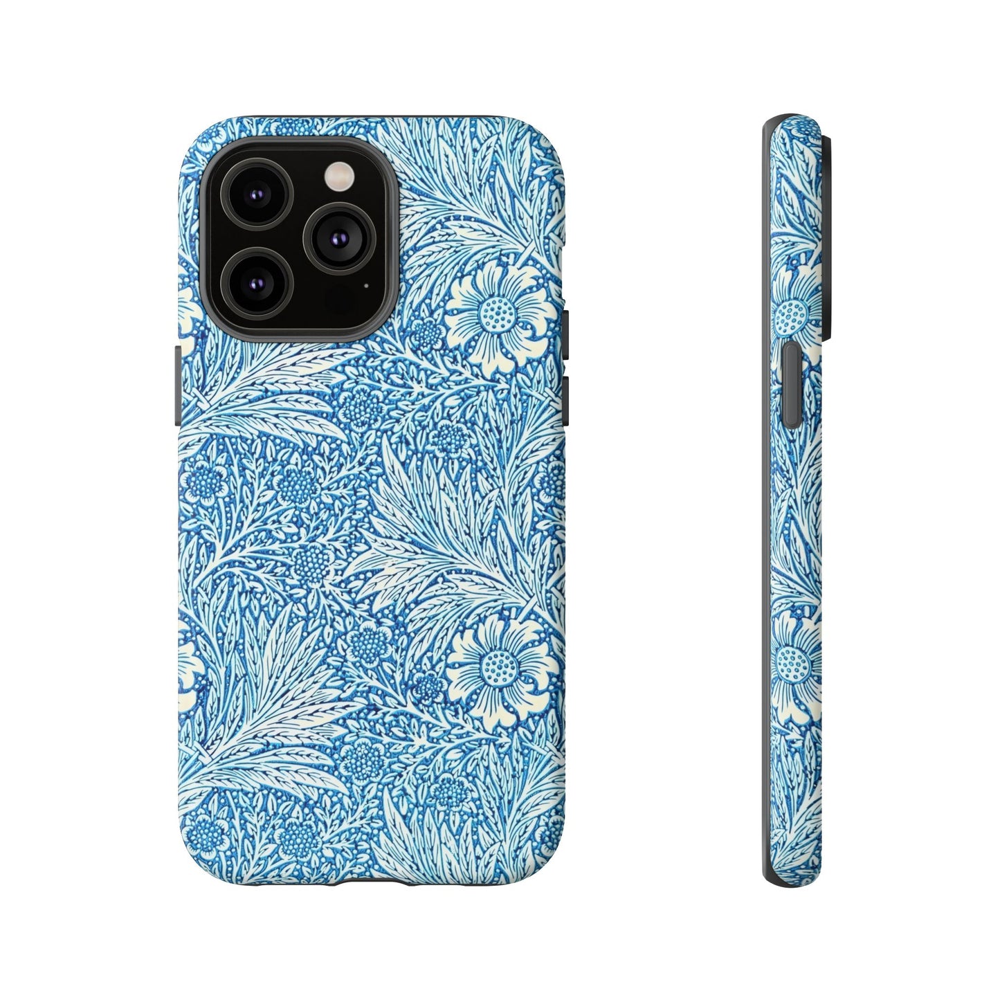 Stylish Phone Case, Tough Floral Phone Cover, Fashionable Tech Accessory, Gift for Her, Blue Flower Design