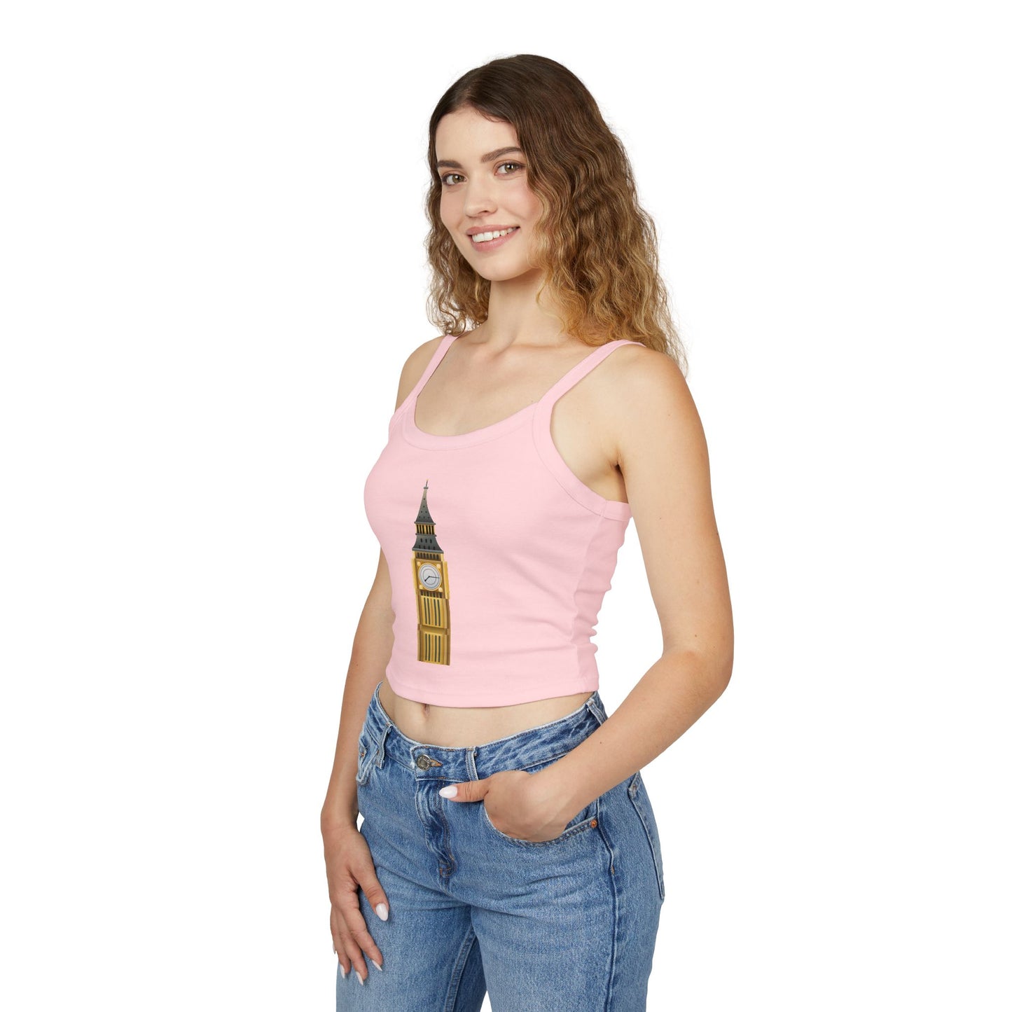 Women's Spaghetti Strap Tank Top - Big Ben Tower Watercolor Art Print