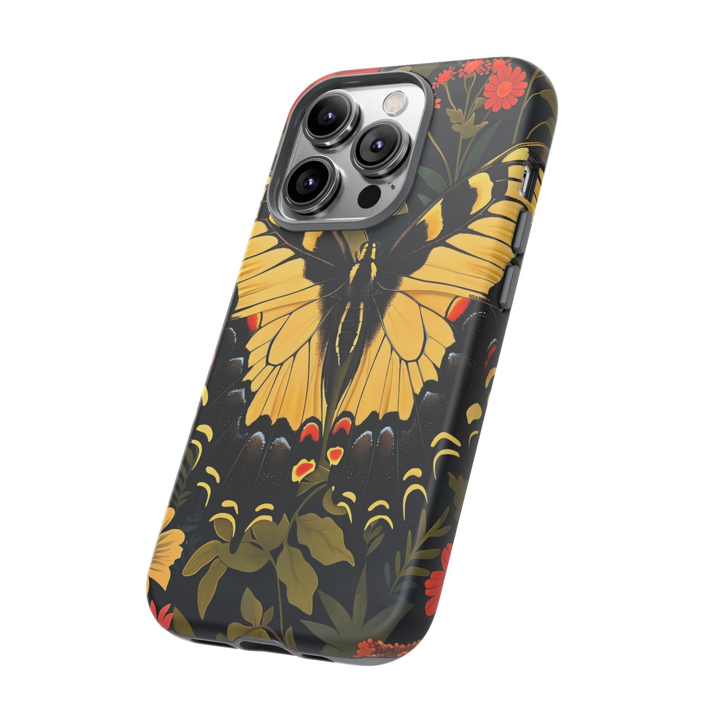 Butterfly Floral Phone Case, Tough Cases with Vibrant Design, Protective Cover for Nature Lovers, Gift for Her