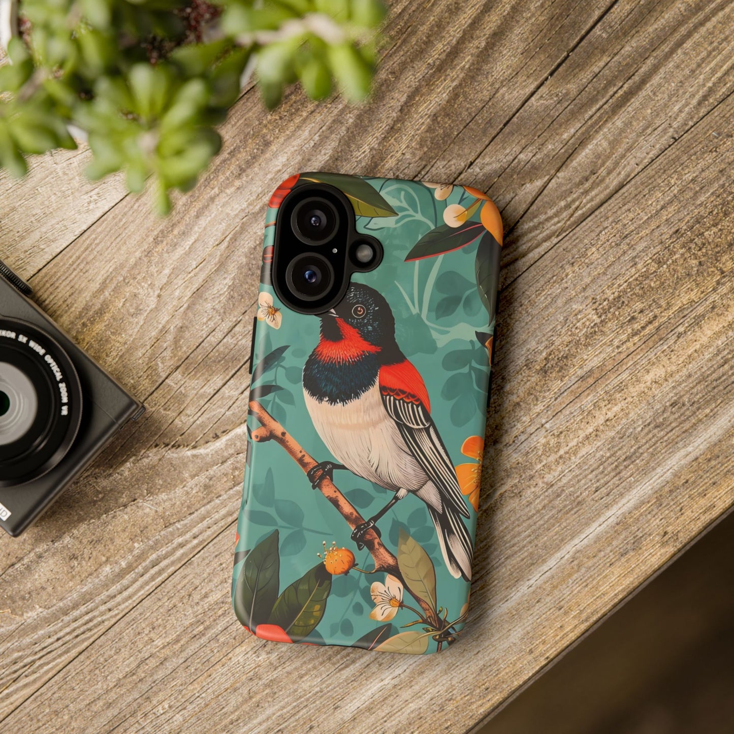 Tough Cases - Floral Bird Phone Case, Colorful Phone Cover, Nature Lover's Gift, Stylish Phone Accessory, Unique Gift Idea
