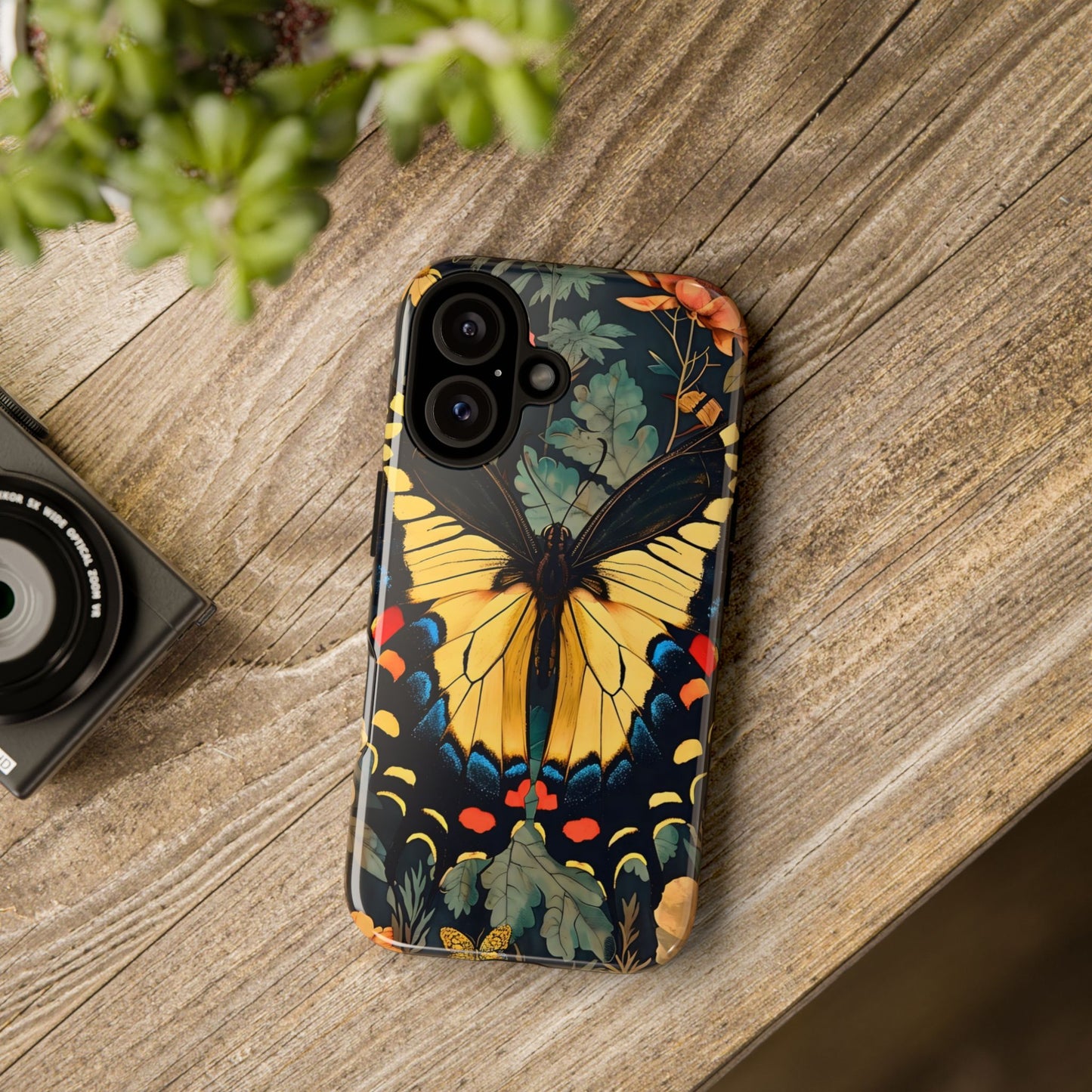 Butterfly Floral Phone Case, Art-inspire Tough Case, Gift for Nature Lovers, Butterfly Pattern Cover, Eco-Friendly Mobile Accessory