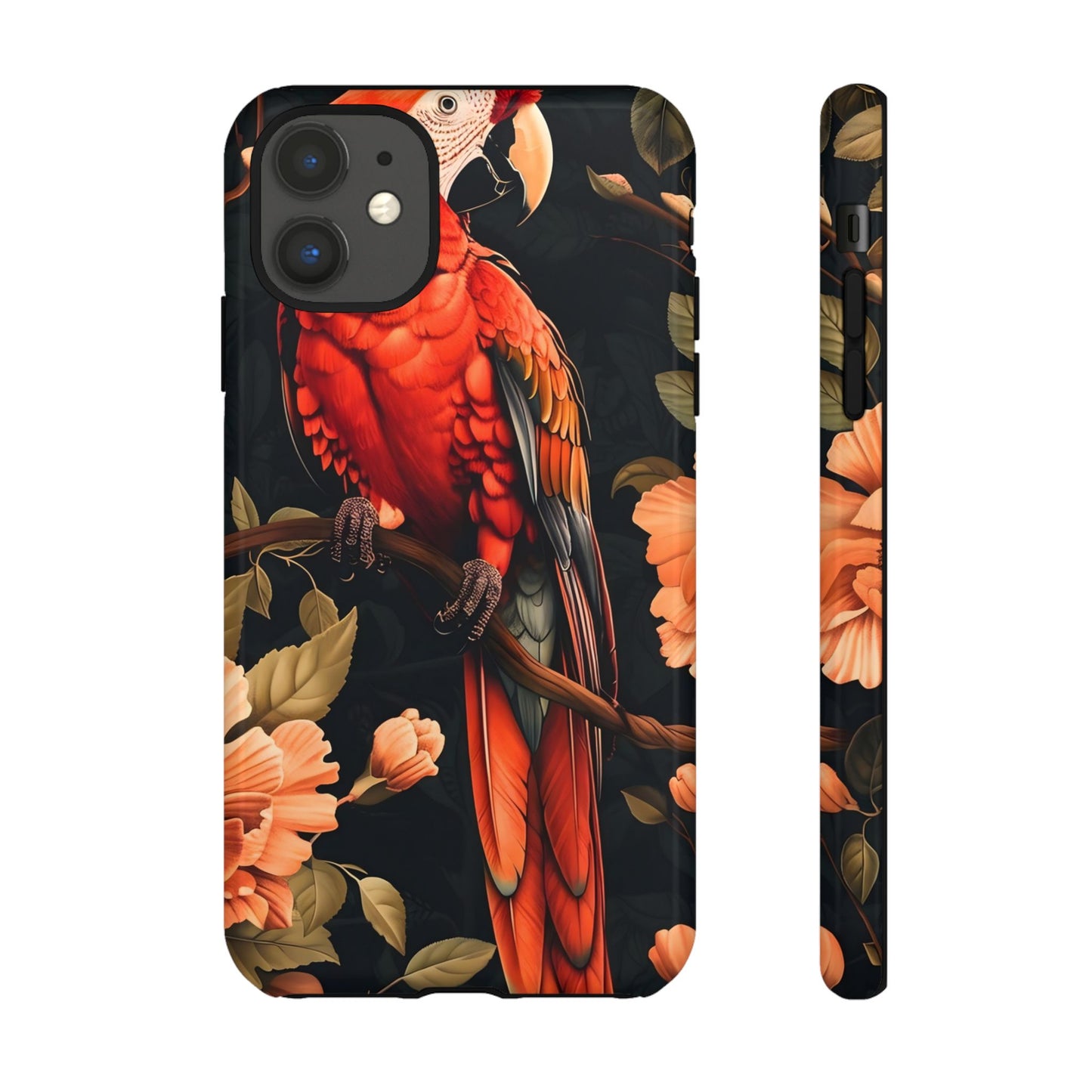 Vibrant Tropical Phone Case with Parrot Design, Bird Lovers Gift, Floral Phone Cover, Nature Inspired Accessories, Tough Cases