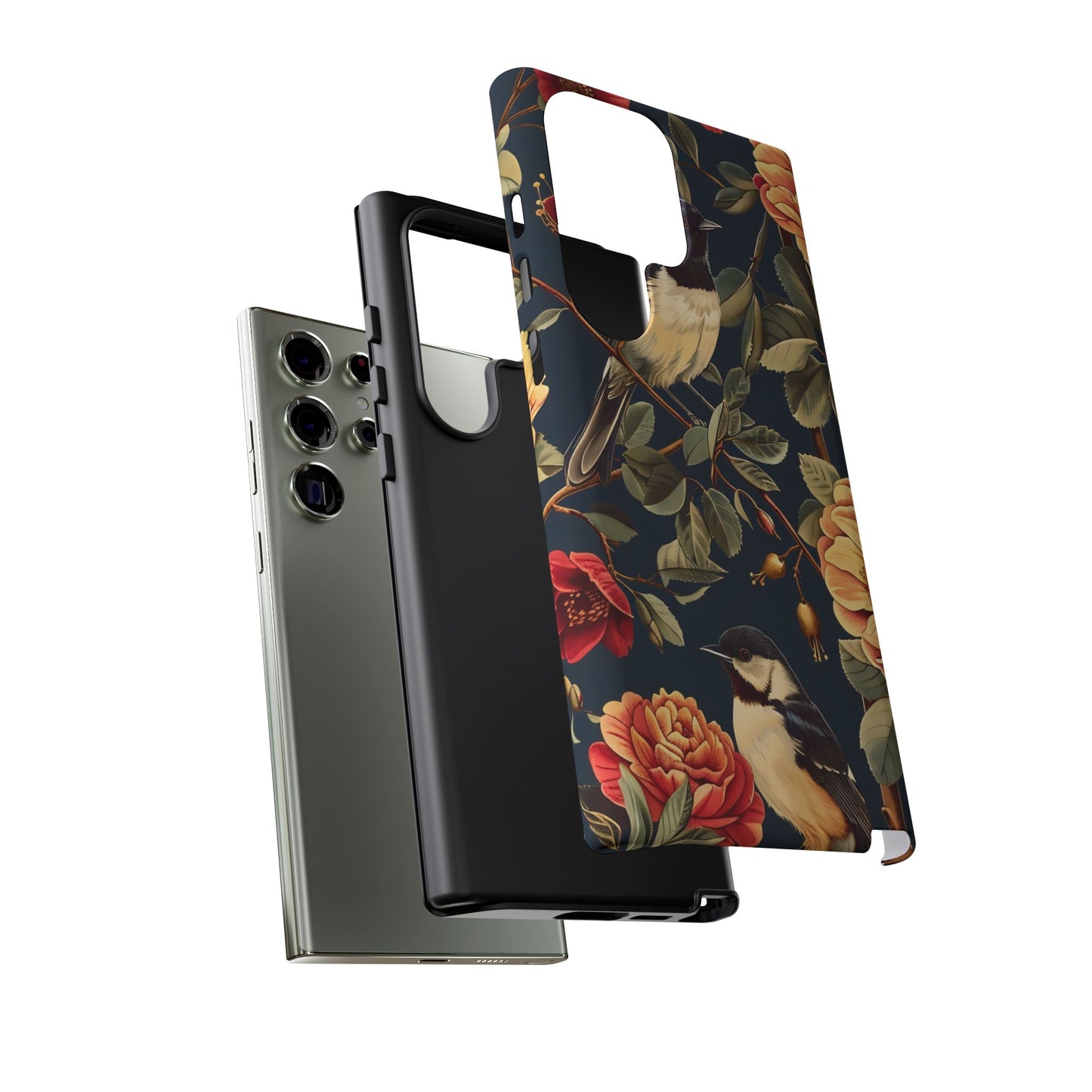 Floral Phone Case with Birds, Botanical iPhone Cover, Bird Lover Gift, Nature-Inspired Accessories, Eco-Friendly Mobile Case
