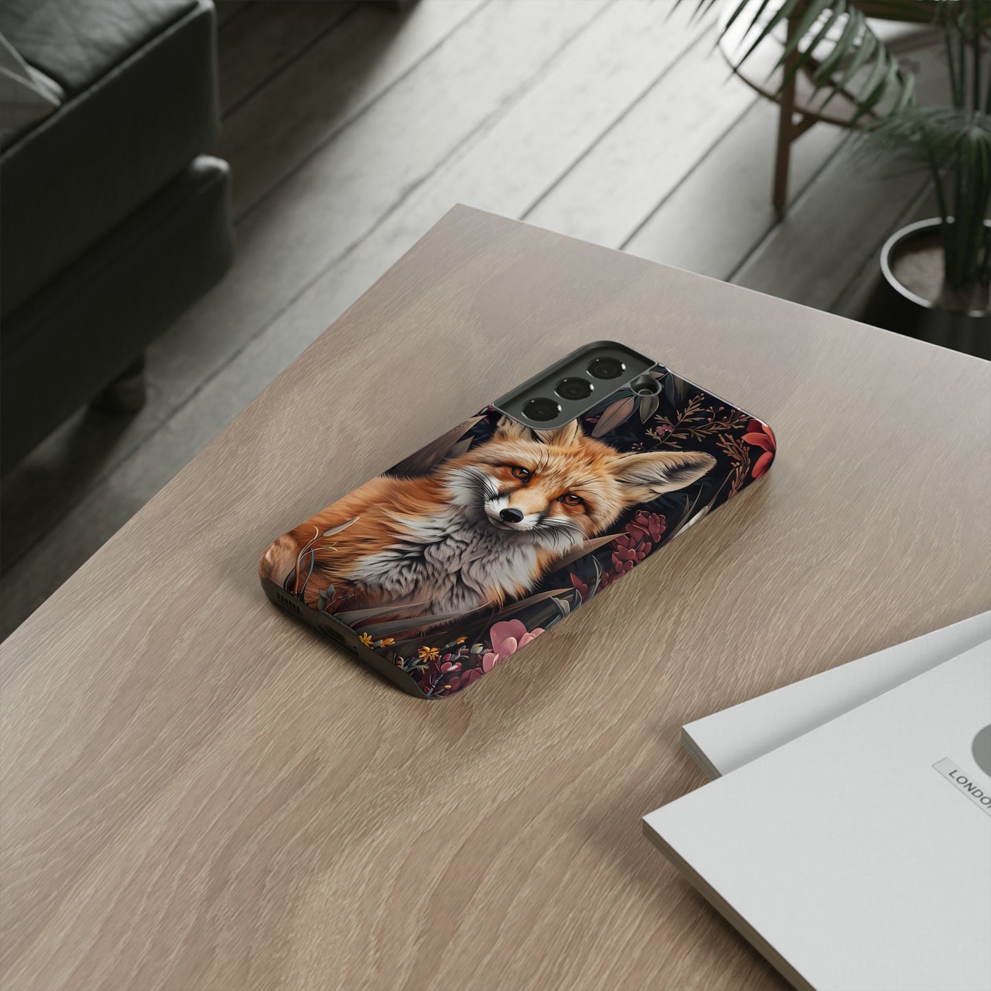 Fox Floral Phone Case, Tough Cases for Animal Lovers, Nature Themed Gift, Cute Phone Cover, Wild Fox Protector