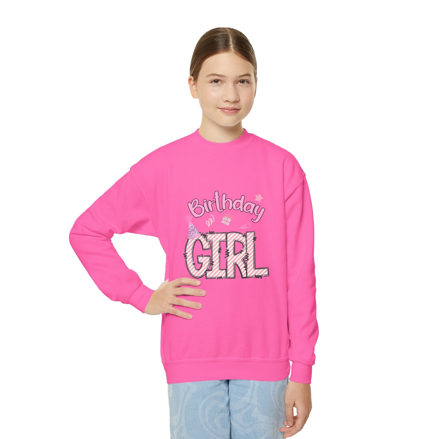Birthday Girl Youth Crewneck Sweatshirt - Fun & Cute Gift for Birthdays