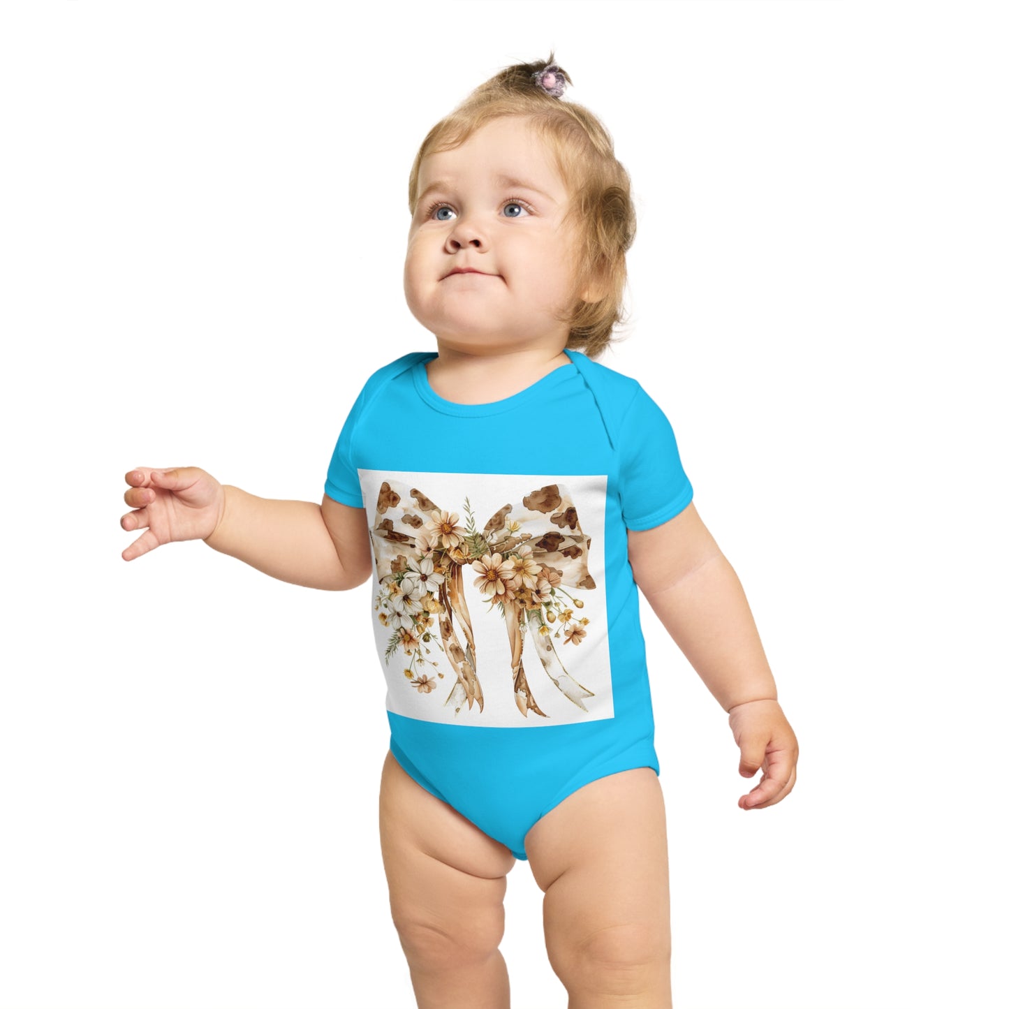 Floral Bow Baby Bodysuit - Adorable Infant Outfit for Celebrations