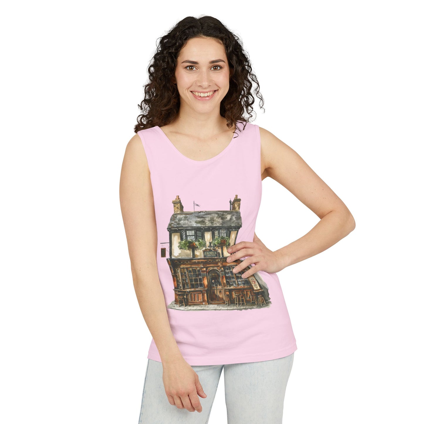 Unisex Garment-Dyed Tank Top - Historic English Home Wall Art Design