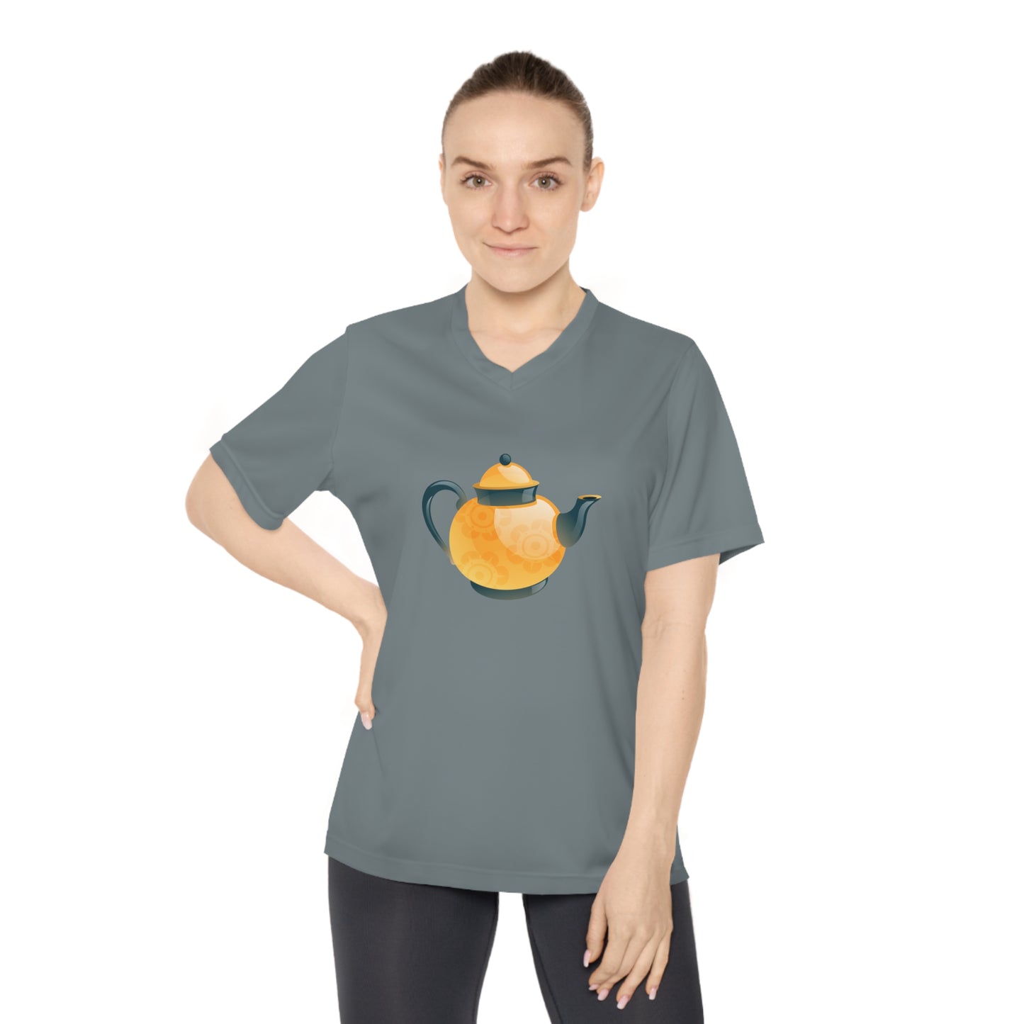 V-Neck T-Shirt – Stylish & Comfortable for Everyday Wear - Classic British Tea Kettle - Timeless Elegance in Tea Time