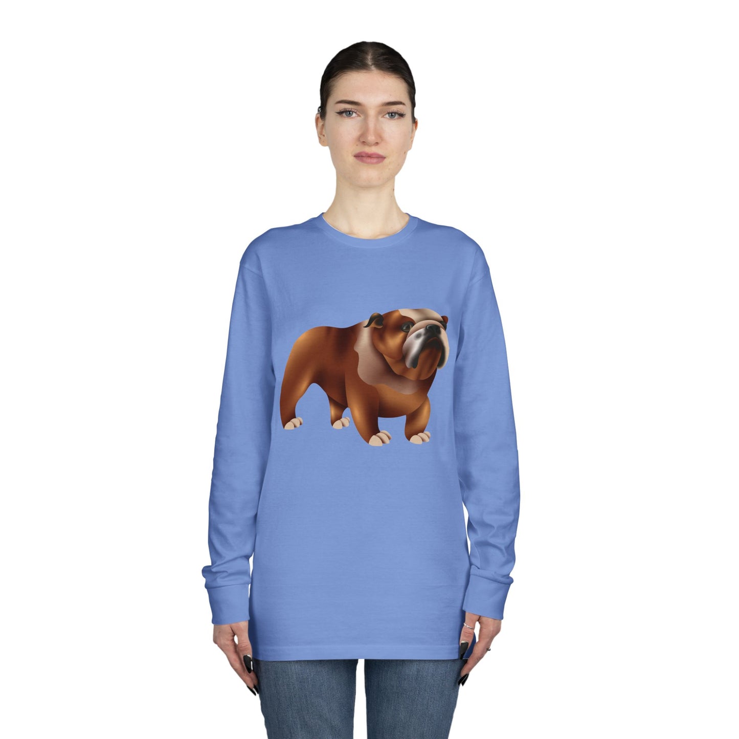 Long Sleeve Crewneck Tee - Adorable British Dog