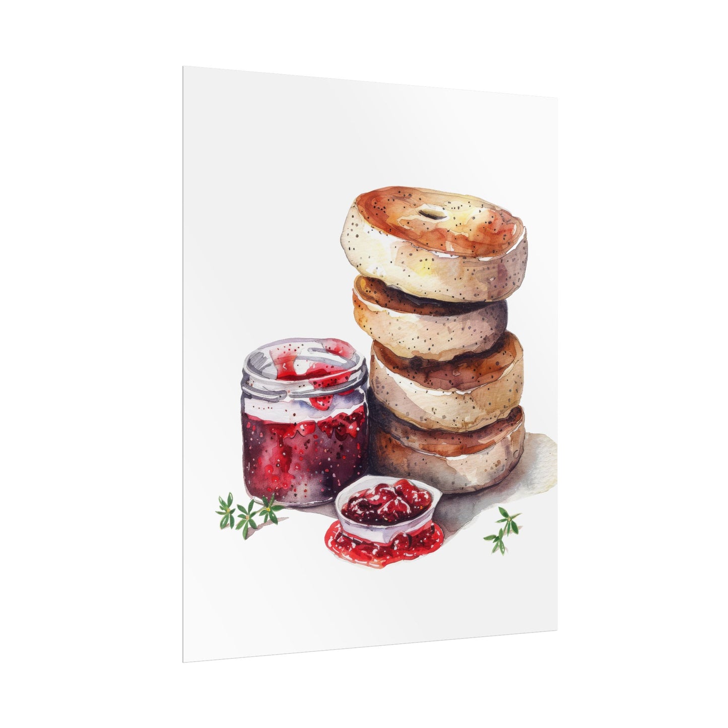 Breakfast Bagel Art Print, Foodie Decor, Kitchen Wall Art, Rolled Poster, Unique Food Gift, Home Cooking Decor