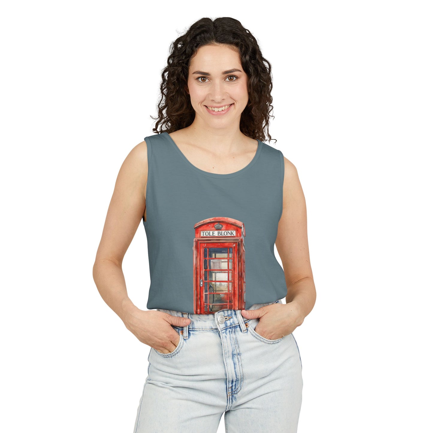 Unisex Garment-Dyed Tank Top - Iconic British Public Telephone