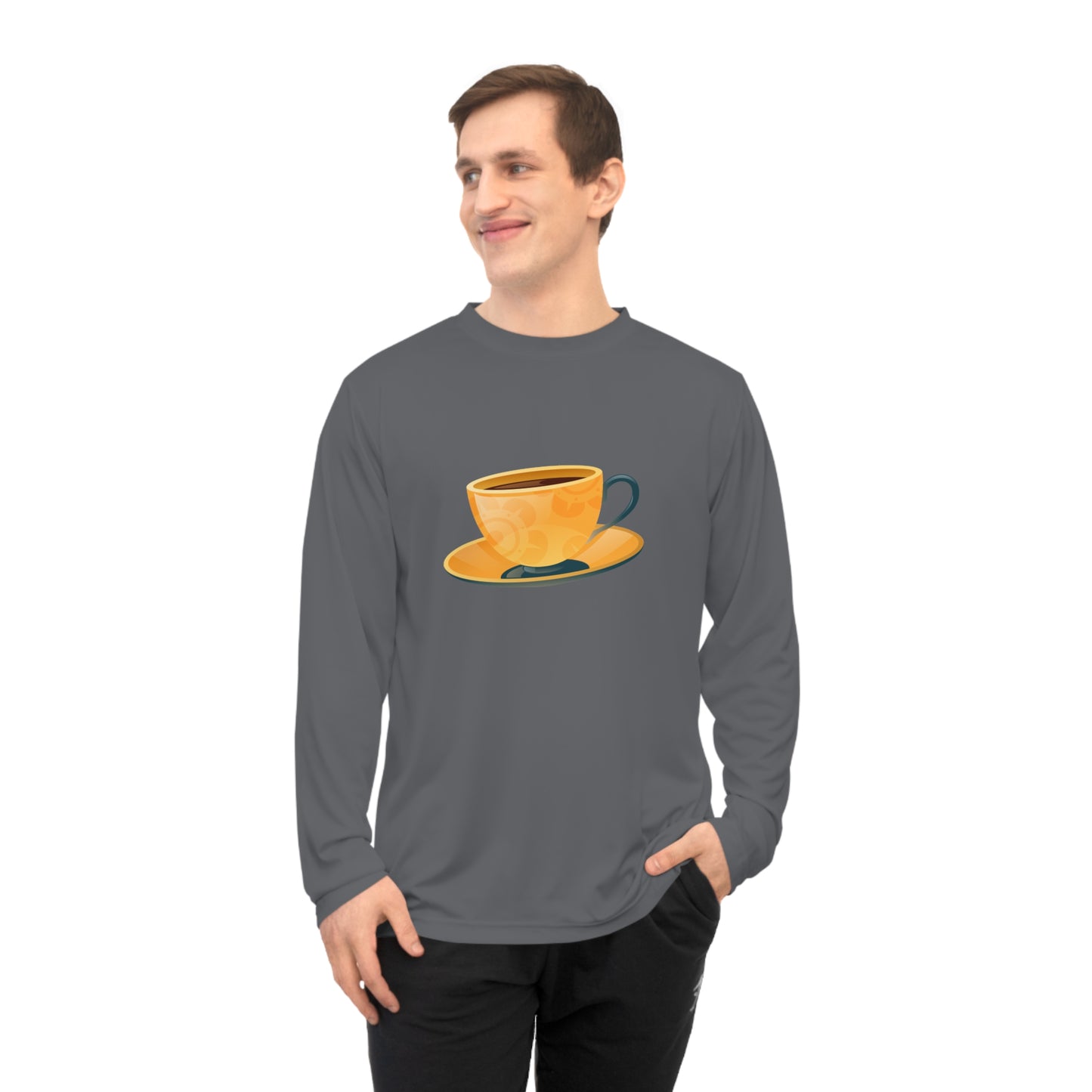 Unisex Performance Long Sleeve Shirt - Elegant British Tea Cup - Classic Tea Time Style