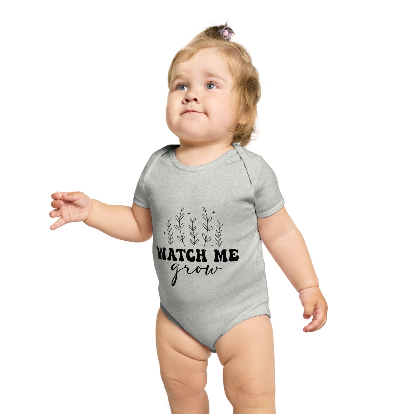 Cute 'Watch Me Grow' Short Sleeve Baby Bodysuit