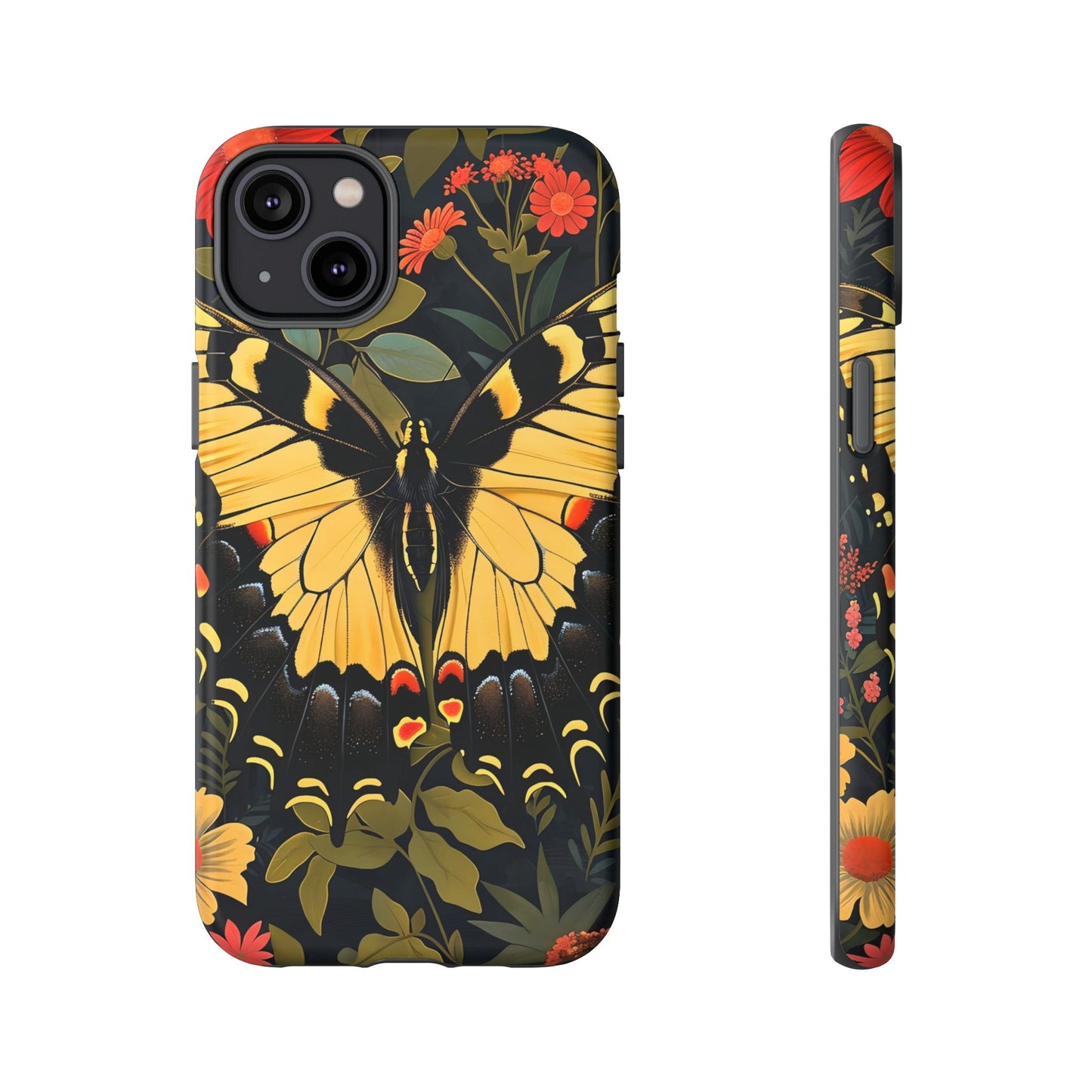 Butterfly Floral Phone Case, Tough Cases with Vibrant Design, Protective Cover for Nature Lovers, Gift for Her