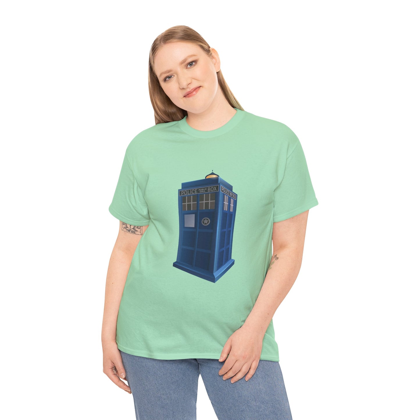 Unisex Heavy Cotton Tee - British Police Public Call Box - Iconic TARDIS