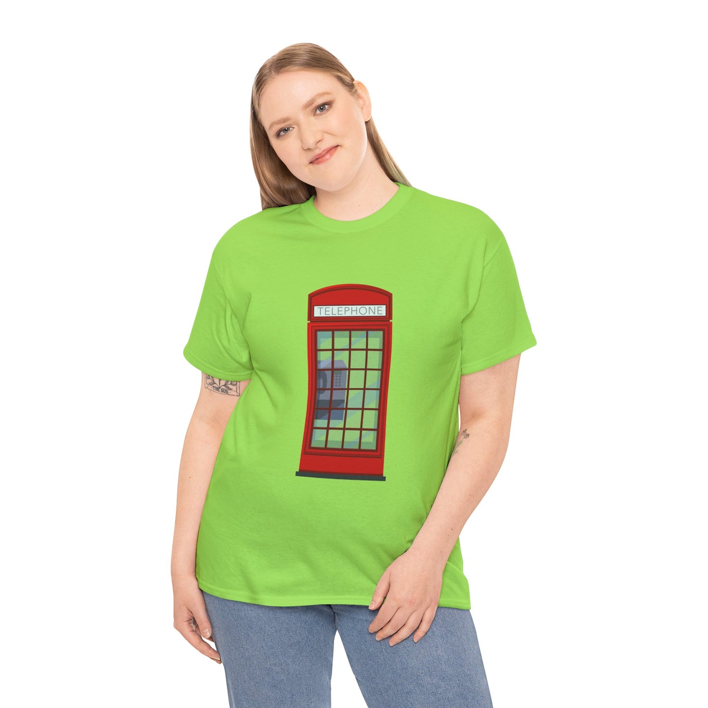 Unisex Heavy Cotton Tee - Iconic British Public Telephone