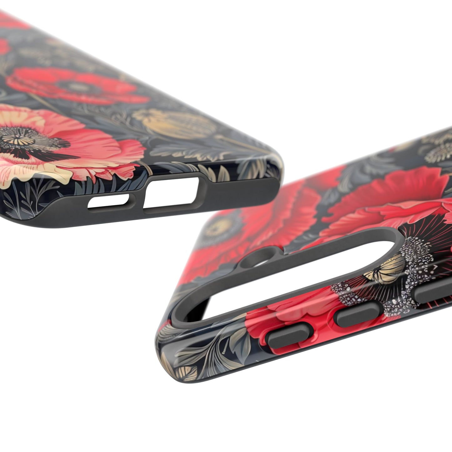 Floral Phone Case with Artistic Poppies, Tough Cases, Flower Design, Nature Lover Gift, Customizable Mobile Cover, Stylish Phone Accessories