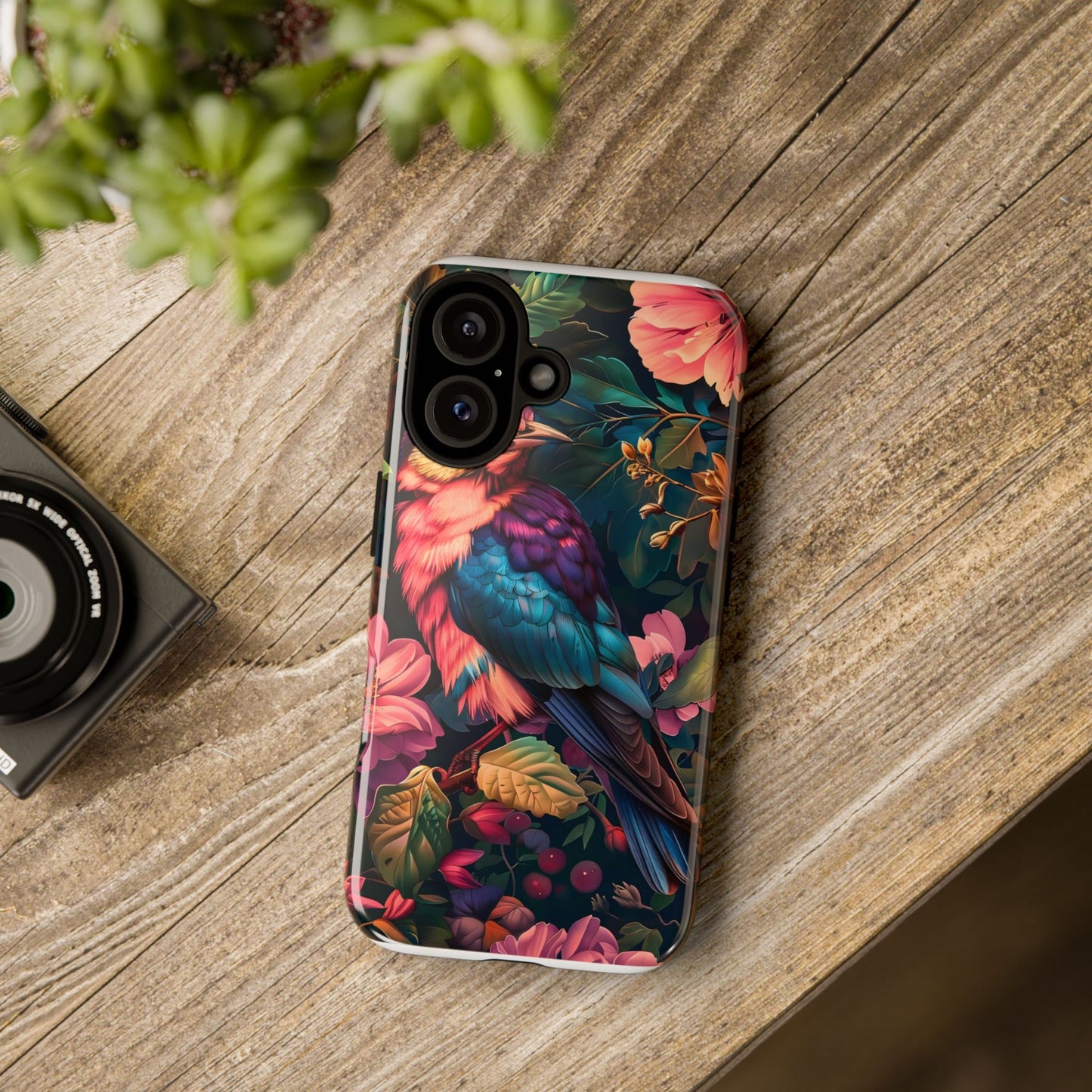 Tough Cases: Vibrant Tropical Bird Phone Case, Floral Smartphone Cover, Nature Lover Gift, Boho Phone Accessory, Cute Bird Case