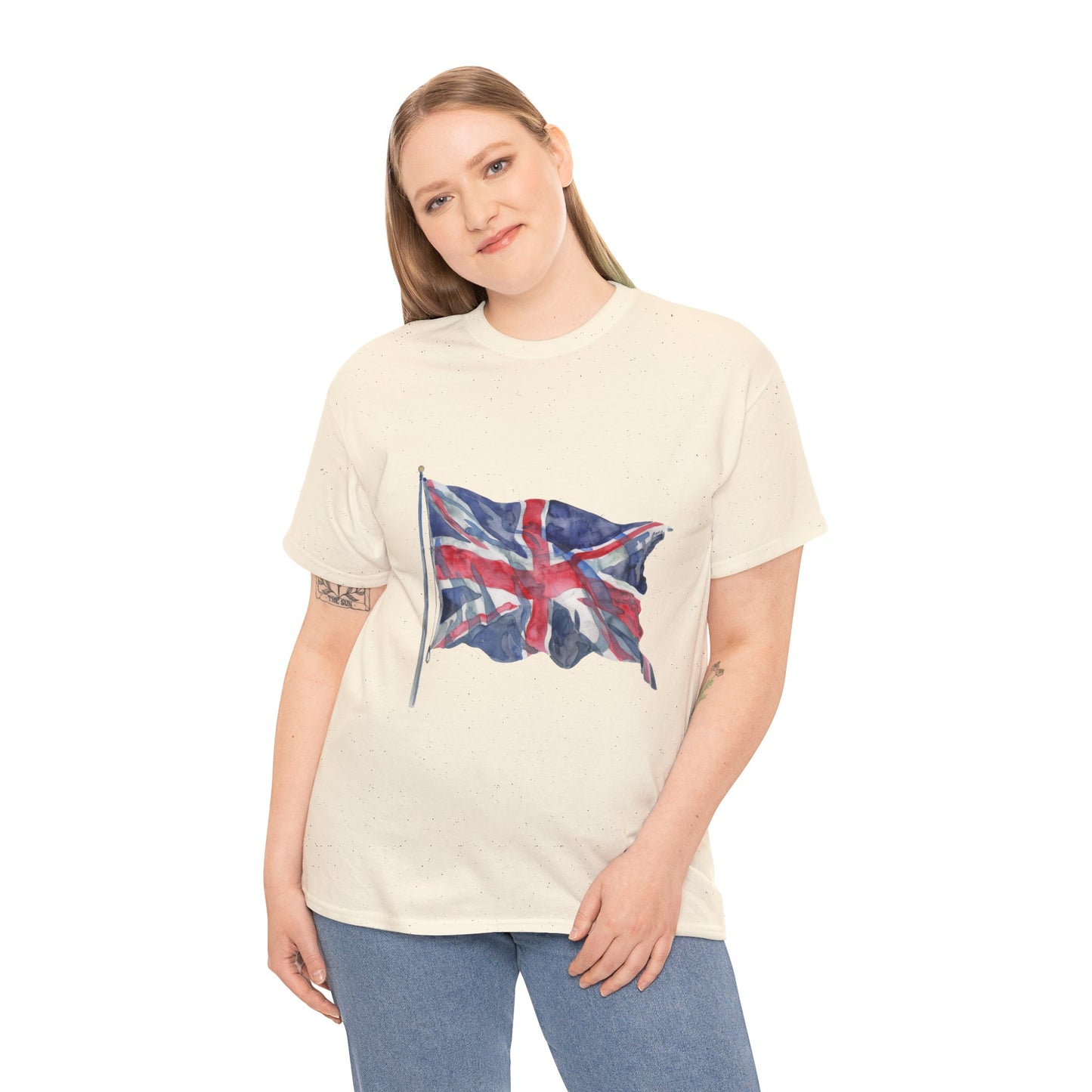 Unisex Heavy Cotton Tee - Love England - Union Jack Heart Design