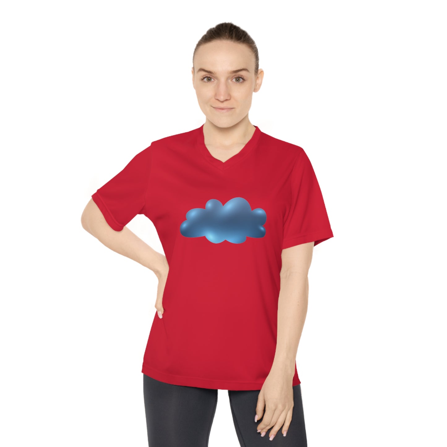 Women's Performance V-Neck T-Shirt - Relaxing Cloud Design for Active Living - Dreamy Cloud Design