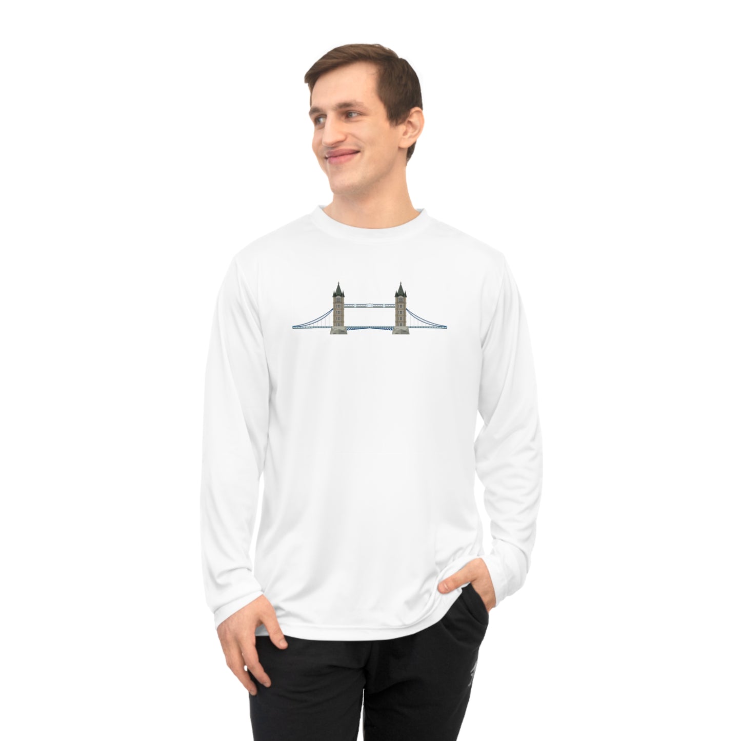 Unisex Performance Long Sleeve Shirt - Tower Bridge - Iconic London Landmark