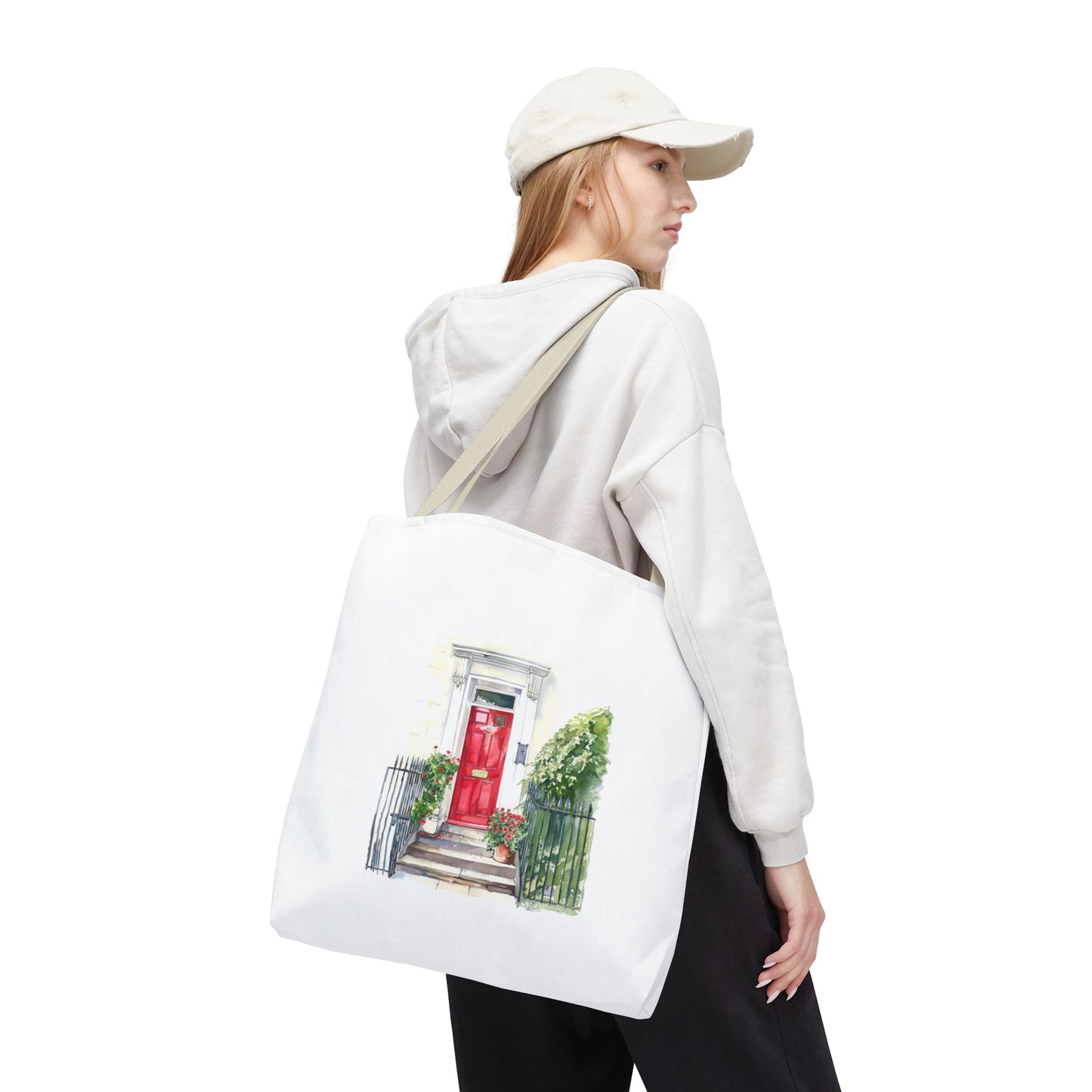 Charming Red Door Tote Bag, Eco-Friendly Shopping Bag, Gift for Garden Lovers, Summer Canvas Bag, Perfect for Casual Outings