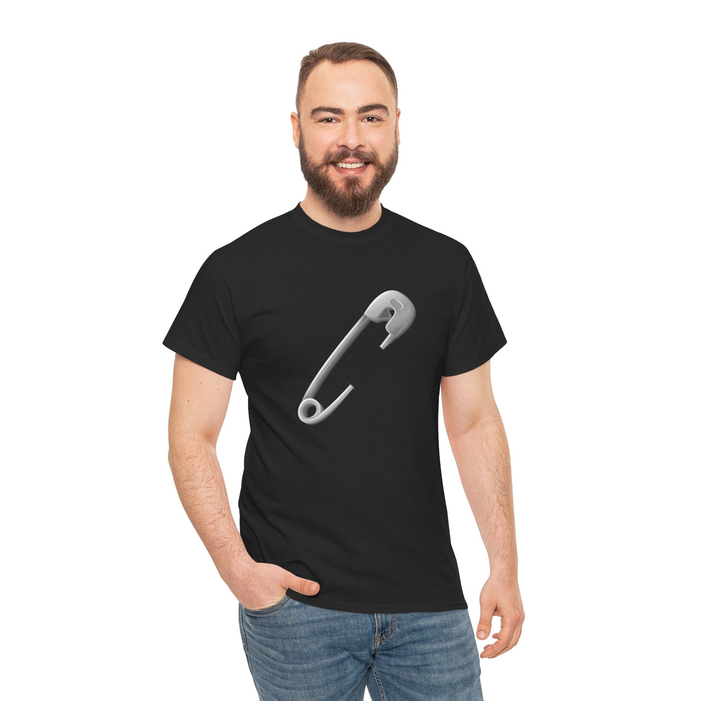 Unisex Heavy Cotton T-Shirt - Minimalist Safety Pin