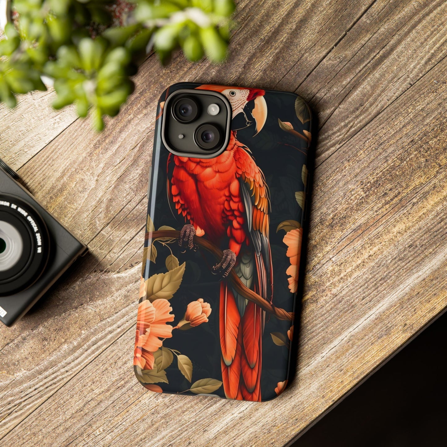 Vibrant Tropical Phone Case with Parrot Design, Bird Lovers Gift, Floral Phone Cover, Nature Inspired Accessories, Tough Cases
